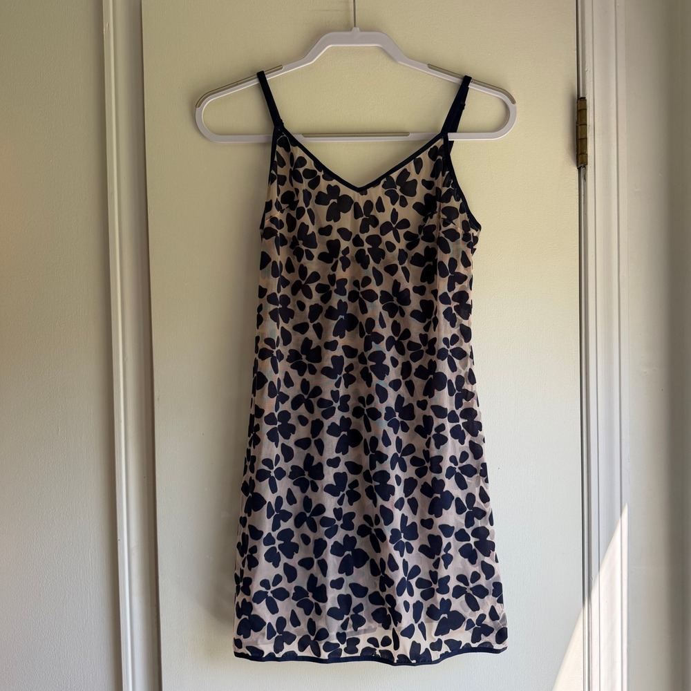 Victoria's Secret Navy Blue Floral Sheer Mesh Chemise Slip Dress Small